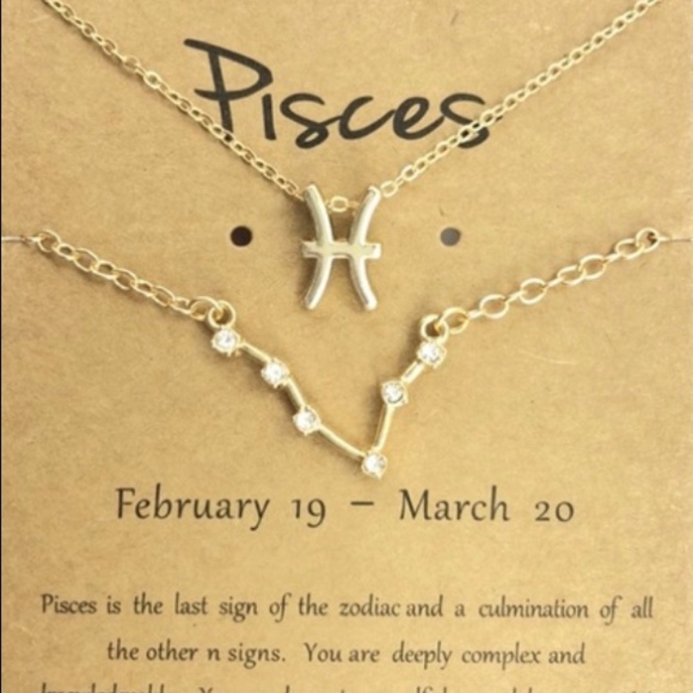 Pisces ♓️ Zodiac Signed Necklace +Bracelet +Card